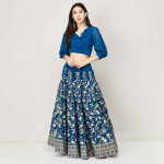 "BIBA Women Ruffled Blouse with Floral Printed Lehenga "