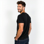 Black Round Neck T-Shirt for Men, Polyester Fabric, Gym, Running, Workout Wear, Half Sleeves with Stylish Front Print