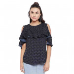 Cold Shoulder Polka Dot Top