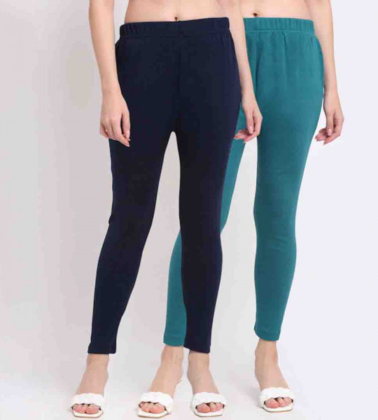 Women Pack Of 2 Solid Ankle-Length Leggings