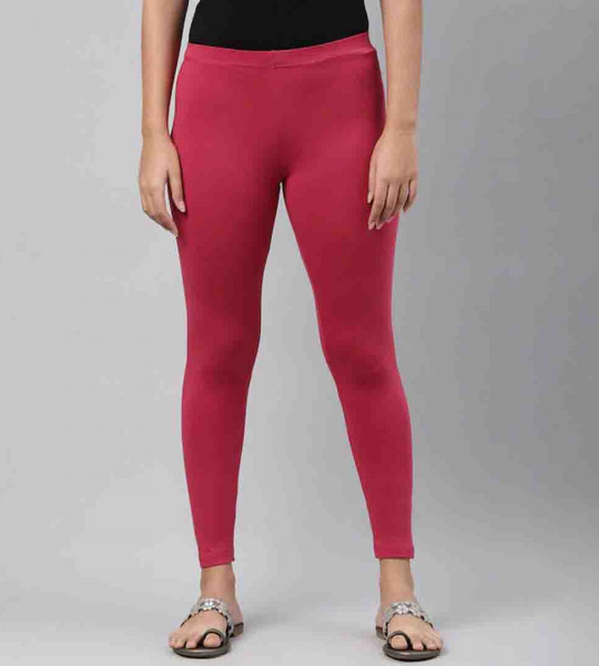 Women Pink Solid Ankle-Length Leggings