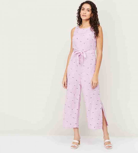 Women Printed Belt-Detail Jumpsuit