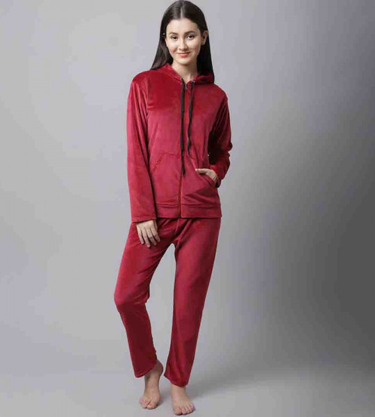 Women Maroon Night suit