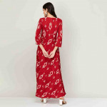 Women Printed V-Neck Maxi Dress